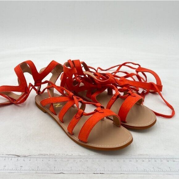 YDN Women Sexy Knee High Lace up Flats Fringe Low Heel Gladiator Strap Sandals - Picture 4 of 8